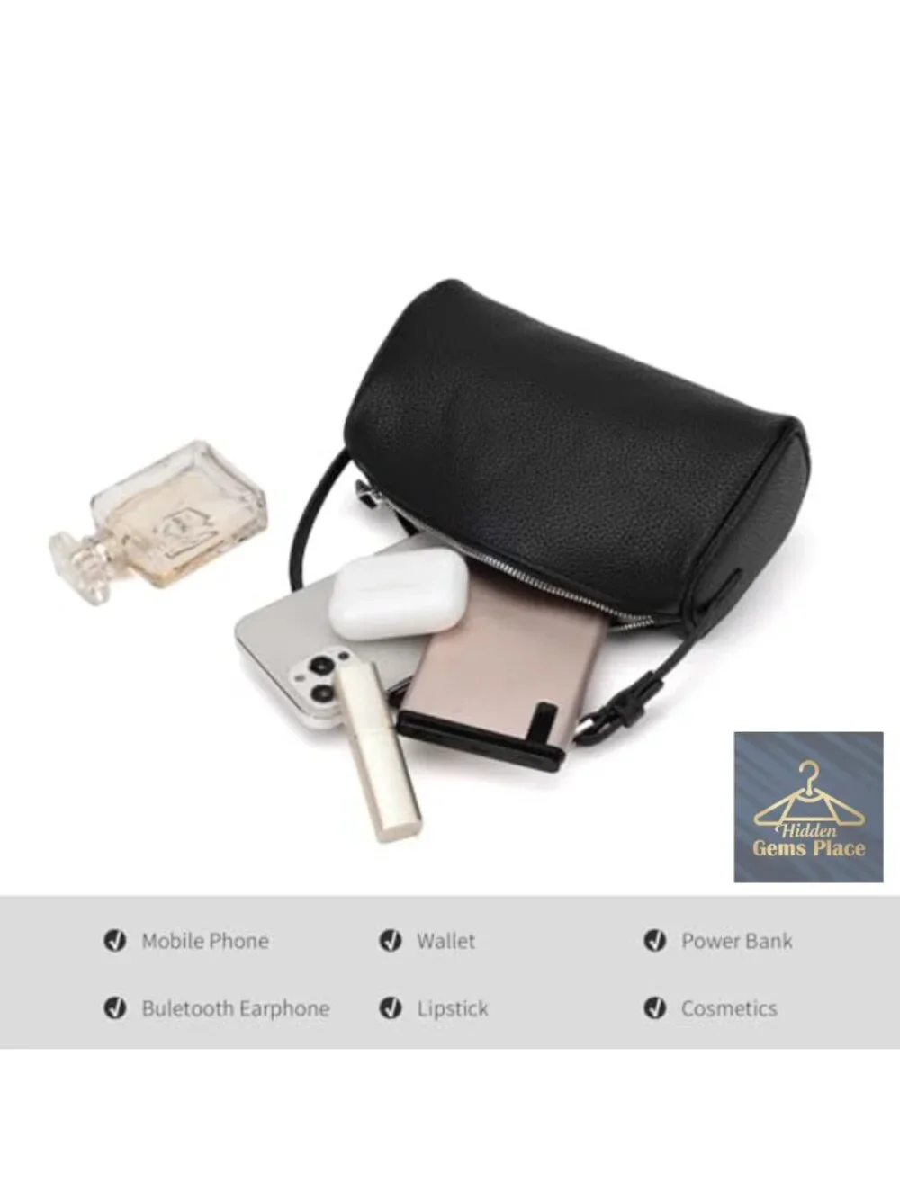 Small PU Leather Hobo Crossbody Bag Barrel Purse Casual Handbag